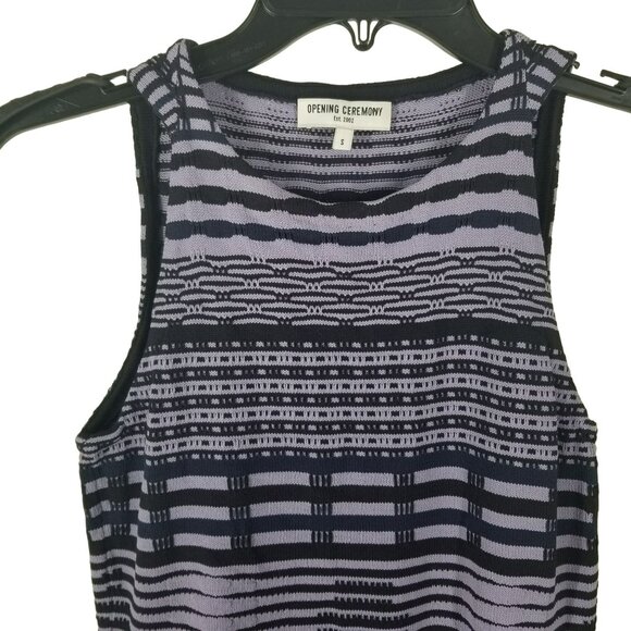 Opening Ceremony Y2K Bodycon Skater Dress Purple Aztec Stripe 2000s Style - Picture 12 of 16